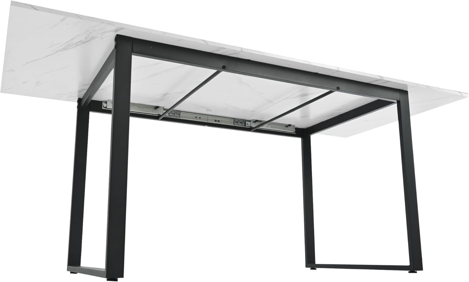 Extendable Marble Dining Table 140–180cm Metal Frame Modern Space Saver