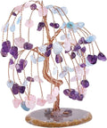 Crystal Money Tree Amethyst Aquamarine Rose Quartz Healing Gemstone Willow Decor