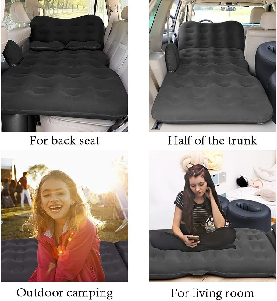 Inflatable Car Camping Bed w/ Pump, 2 Pillows for SUV, Sedan, Tent