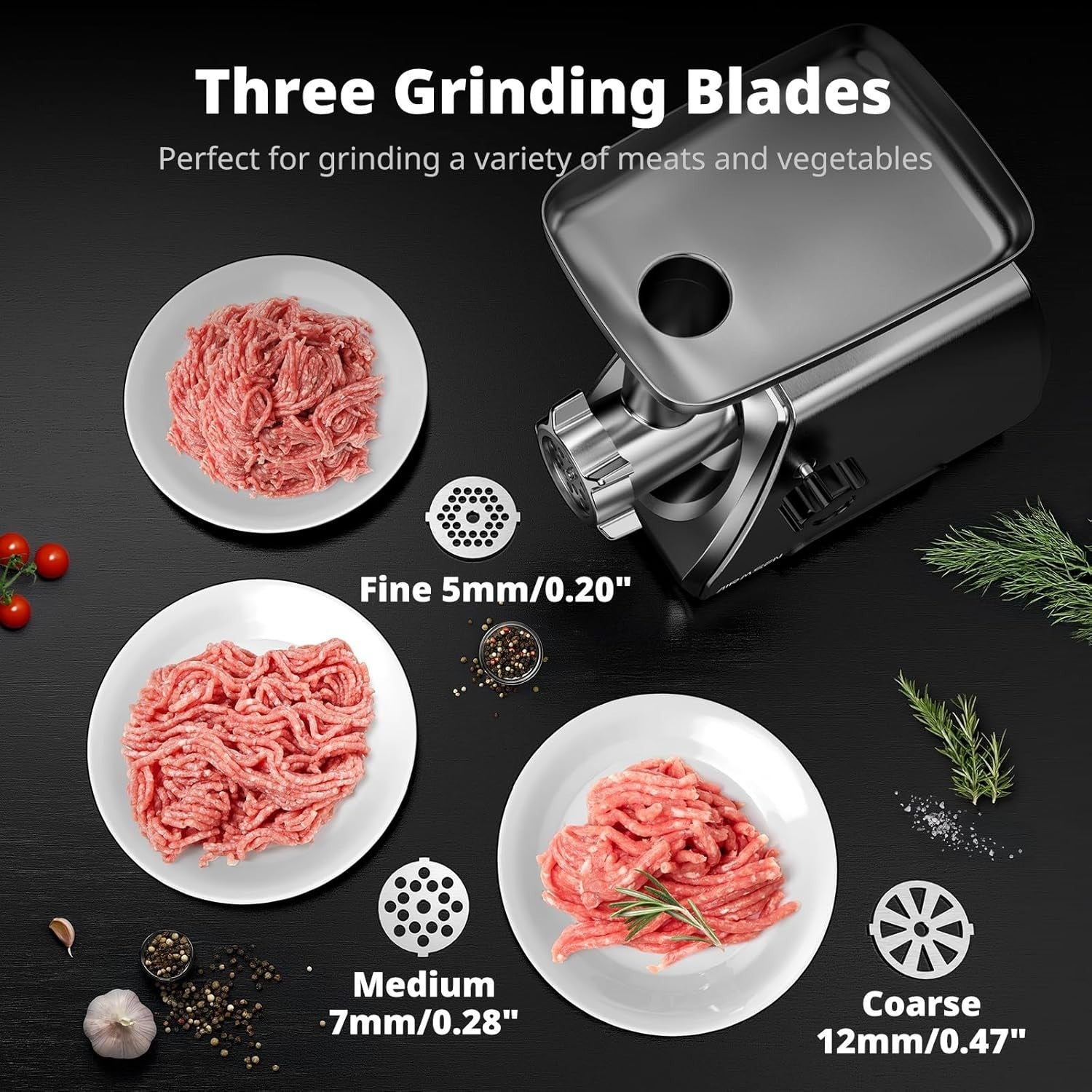 2500W Electric Meat Grinder Sausage Maker Mincer 3 Plates Kubbe Kit