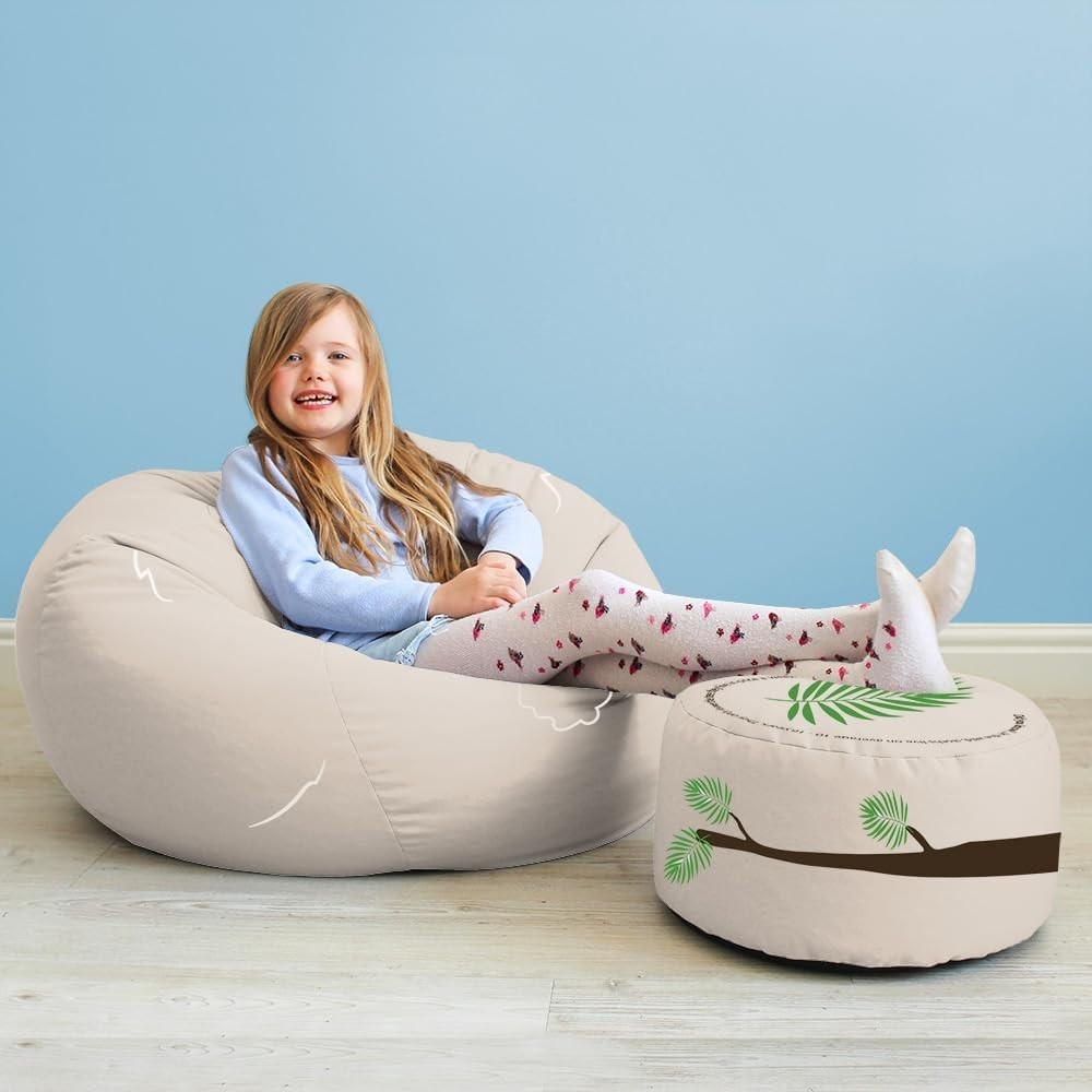 Kids Sloth Bean Bag Chair Toddler Seat Washable Soft Animal Pouffe