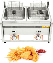 Commercial LPG Gas Deep Fat Fryer Dual Tank 10L x2 Countertop Stainless