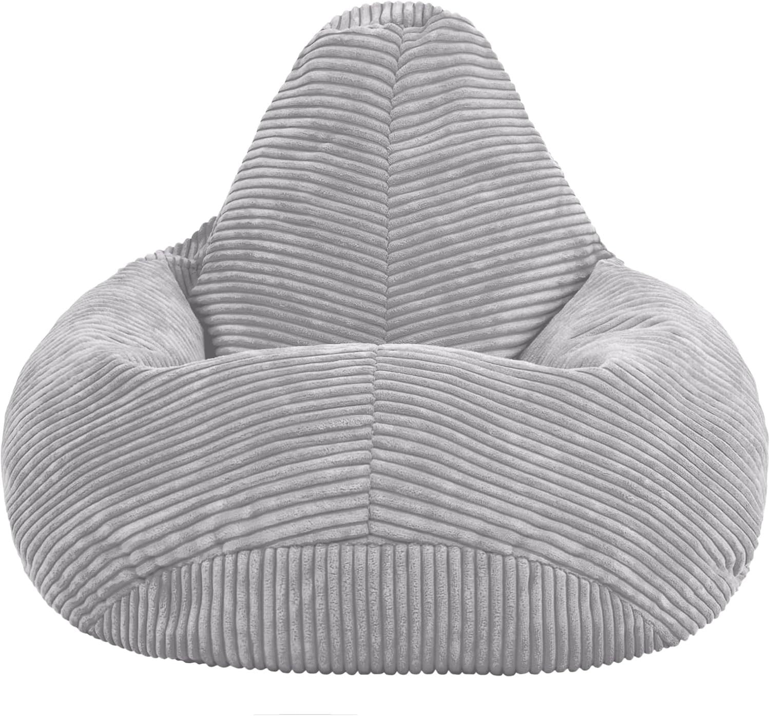 Grey Kids Bean Bag Chair Soft Cord Recliner Seat for Bedroom Lounge Playroom