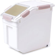 10kg Airtight Rice Storage Container w Wheels & Scoop Pink