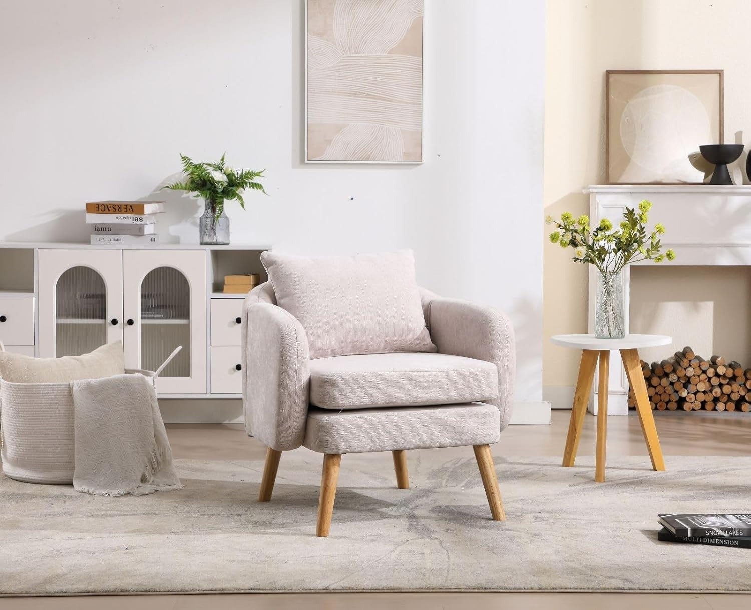 Grey Chenille Tub Chair Upholstered Accent Armchair