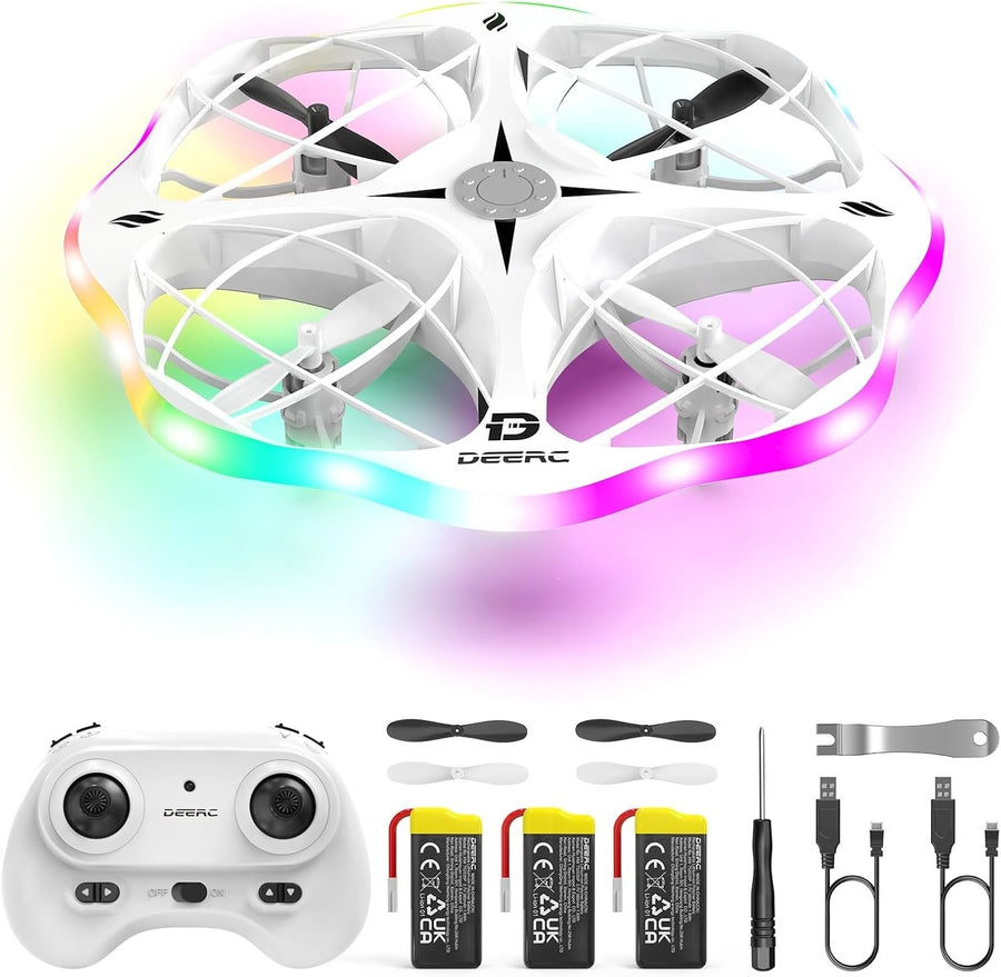 DEERC D13 Kids Mini Drone, LED Lights, Obstacle Avoidance, 21 Min Flight