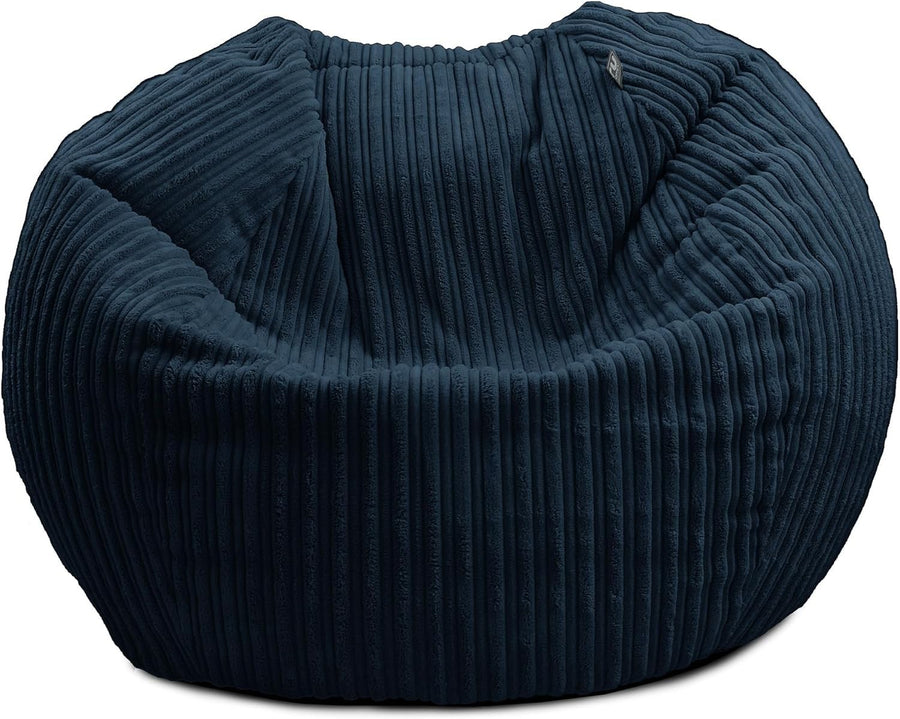 Kids Cord Bean Bag Chair - Soft Mini Slouch Seat, Navy, Washable, 60x80cm