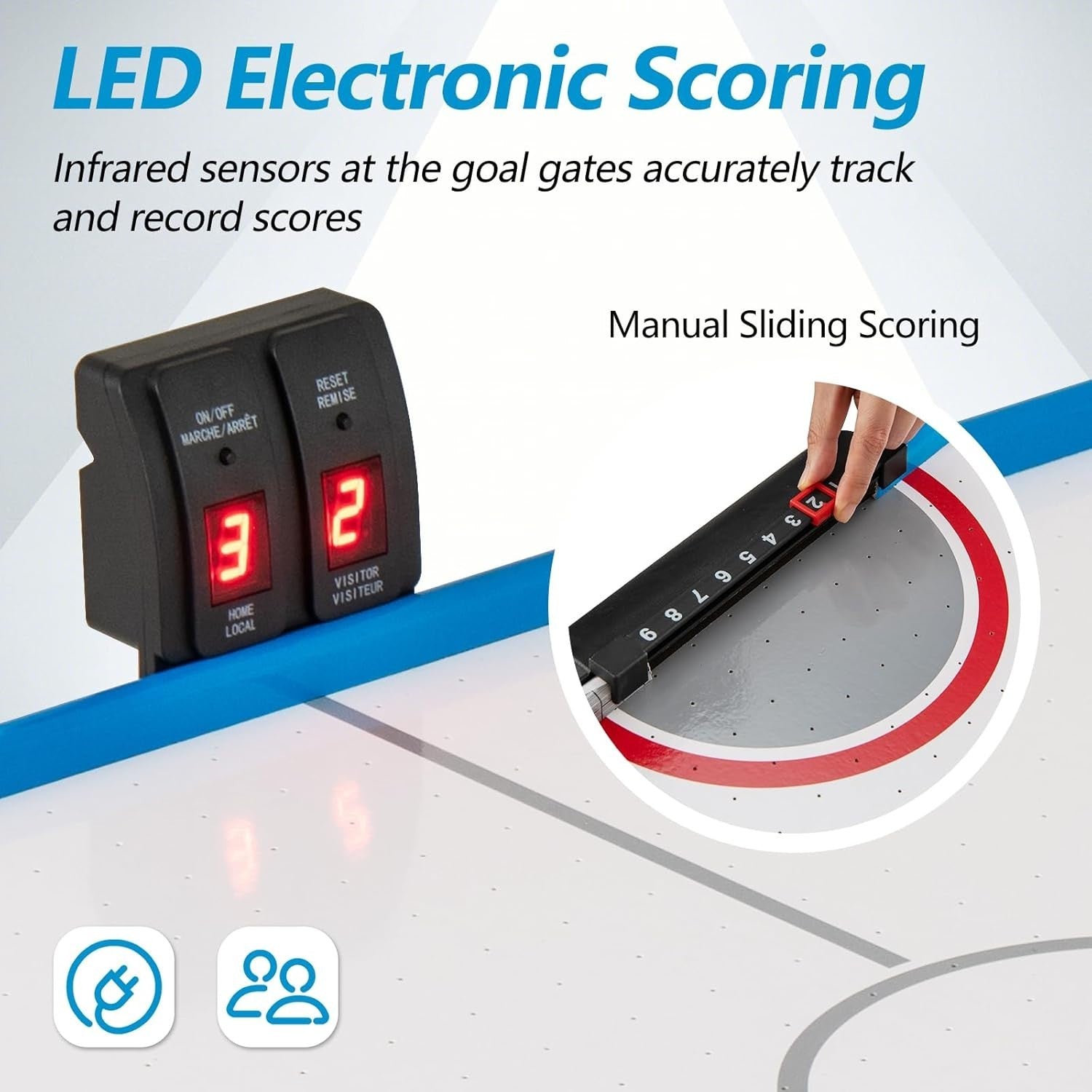 48 Inch Air Hockey Table LED Scoreboard 12V Motor Arcade Game for Kids Adults