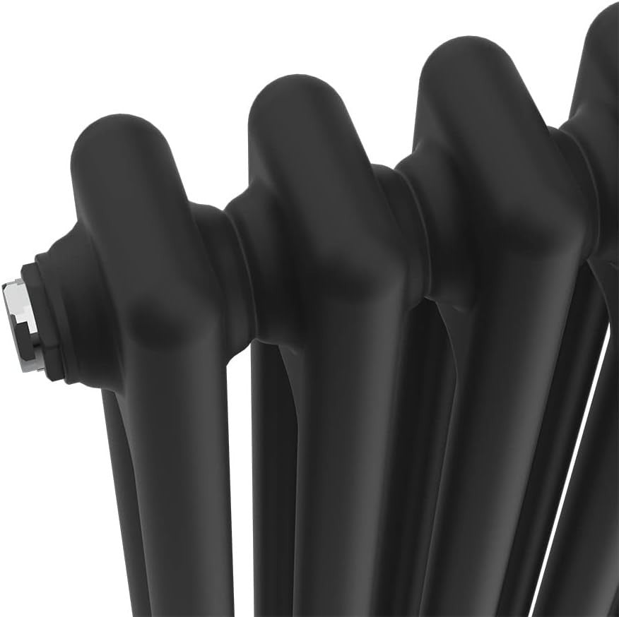 Horizontal Cast Iron Radiator 600x830mm Double Panel Black Heating