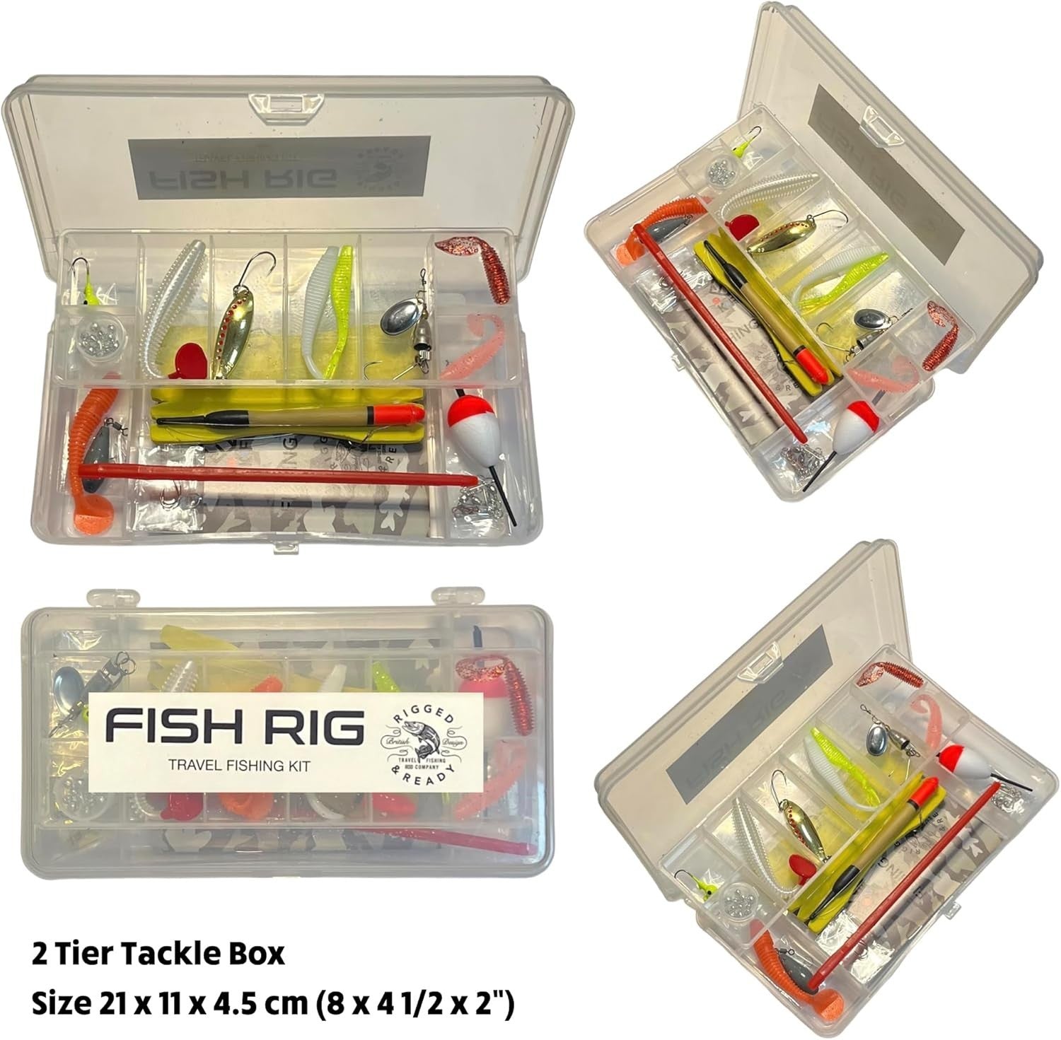 3-Section Fishing Rod Reel Combo Kit with Tackle Box Lures 170cm