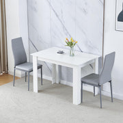 Compact White Dining Table Set with 2 Chairs | Space-Saving Kitchen Furniture