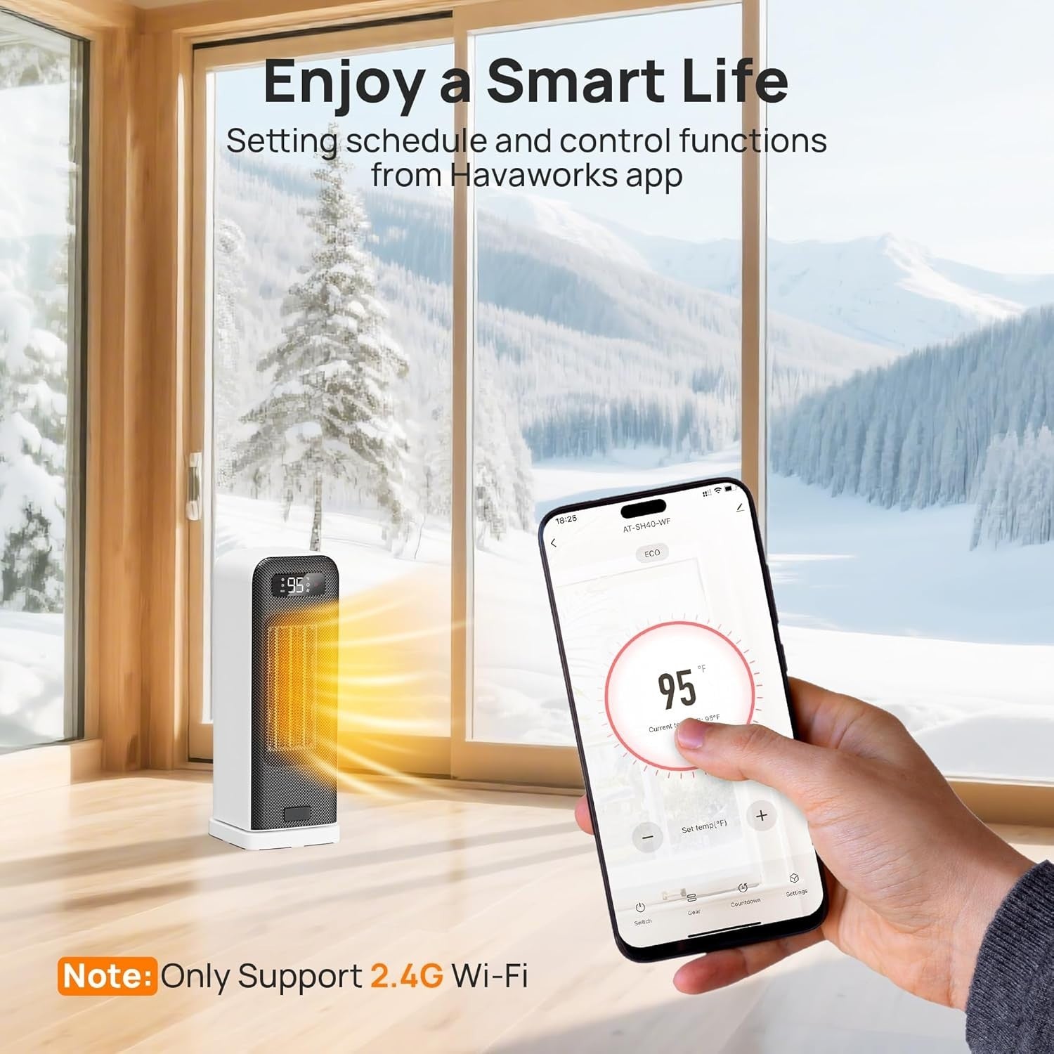 1500W Smart Tower Heater WiFi Voice Control Energy Efficient Heater