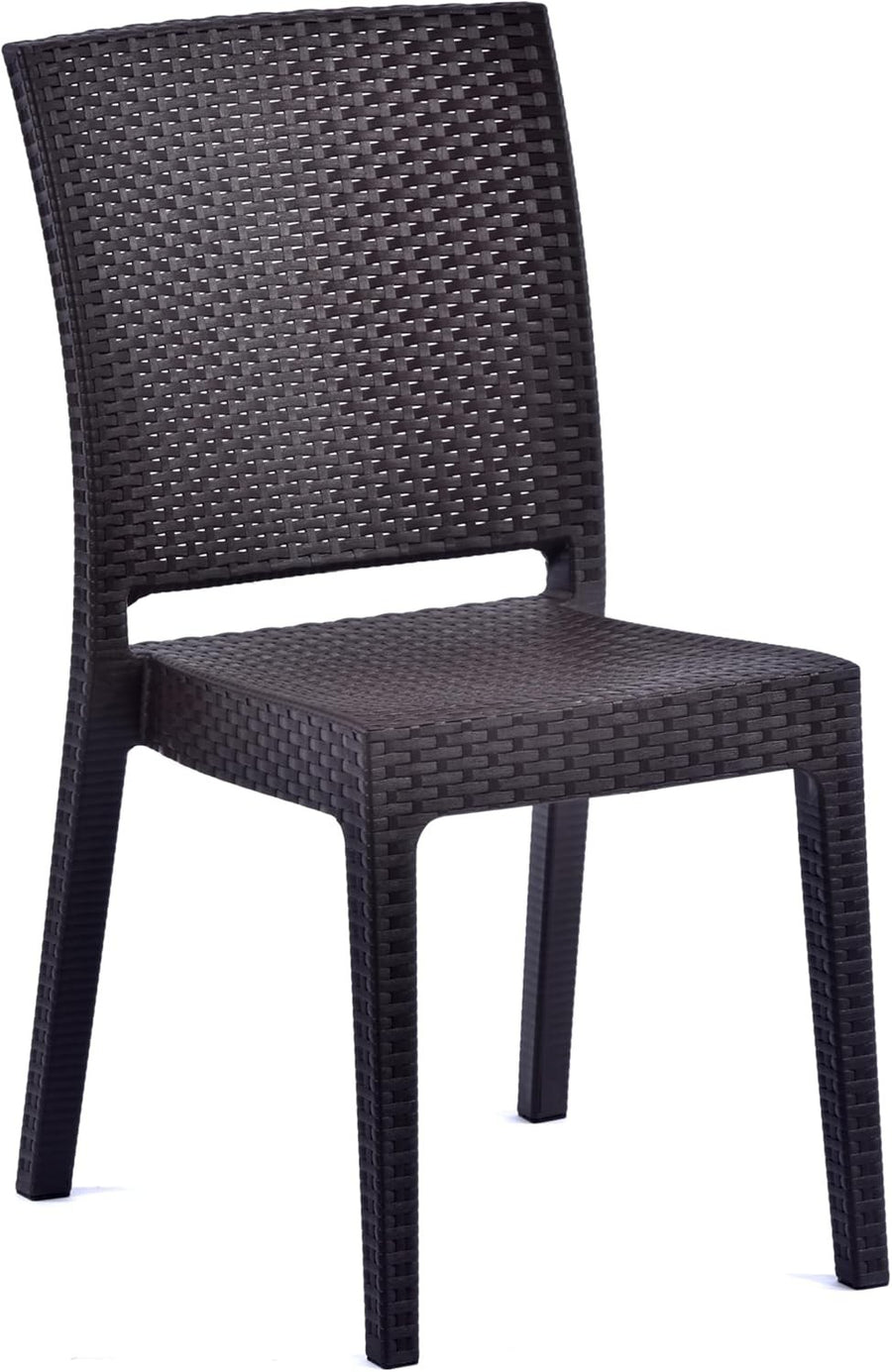 Rattan Effect Side Chair Stackable Outdoor Garden Patio Polypropylene Seat
