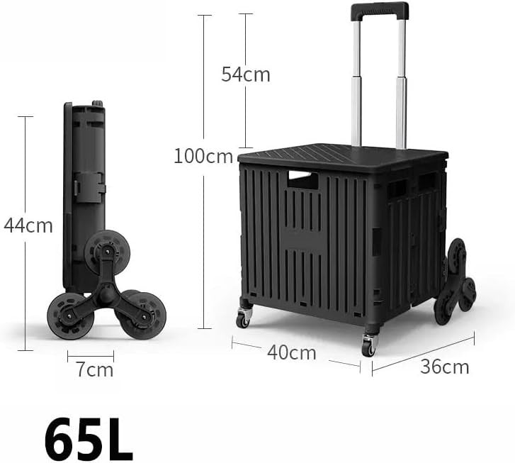 Black Foldable 8-Wheel Stair Climber Cart Lightweight Portable Rolling Trolley