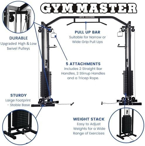 Black 180kg Cable Crossover Machine Pulley System Home Gym Pull Up Bar