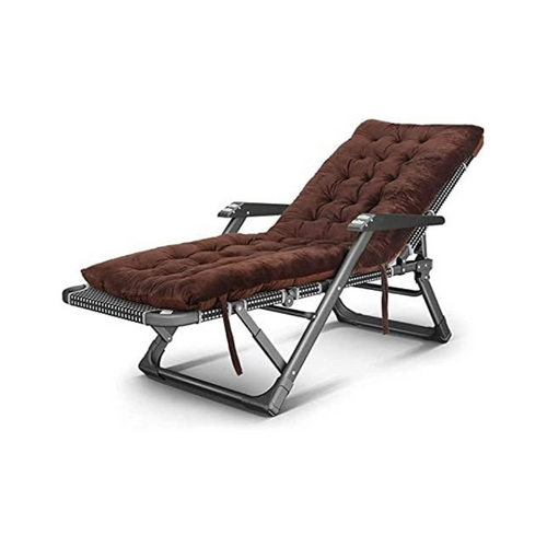 Heavy Duty Brown Folding Recliner Chair Padded Sun Lounger for Garden Patio