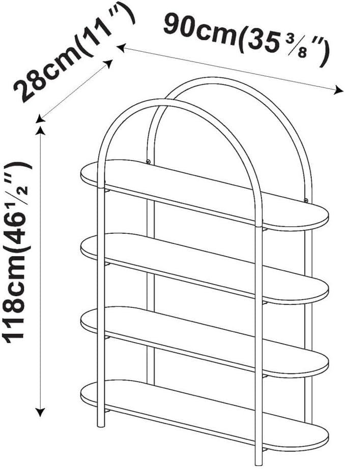 Modern 4-Tier Arched Bookshelf | Metal Frame Display Shelf | Stylish Home Storag