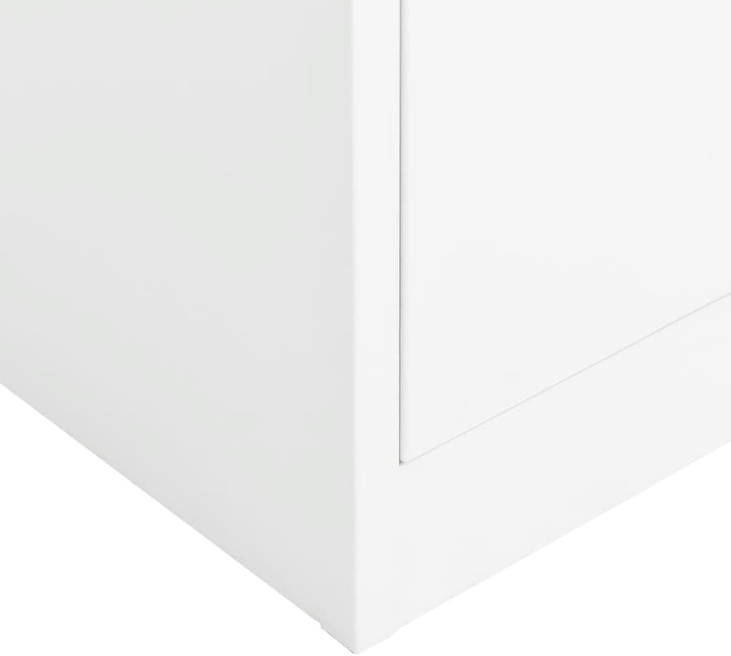 Steel Storage Cabinet White 90x40x180cm Lockable 4 Shelf Office Garage