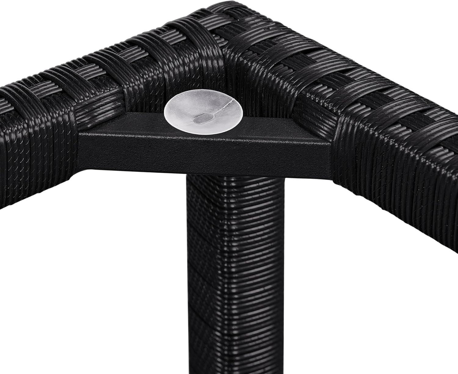 Outdoor Rattan Coffee Table with Glass Top & Storage Shelf – Black Patio Table