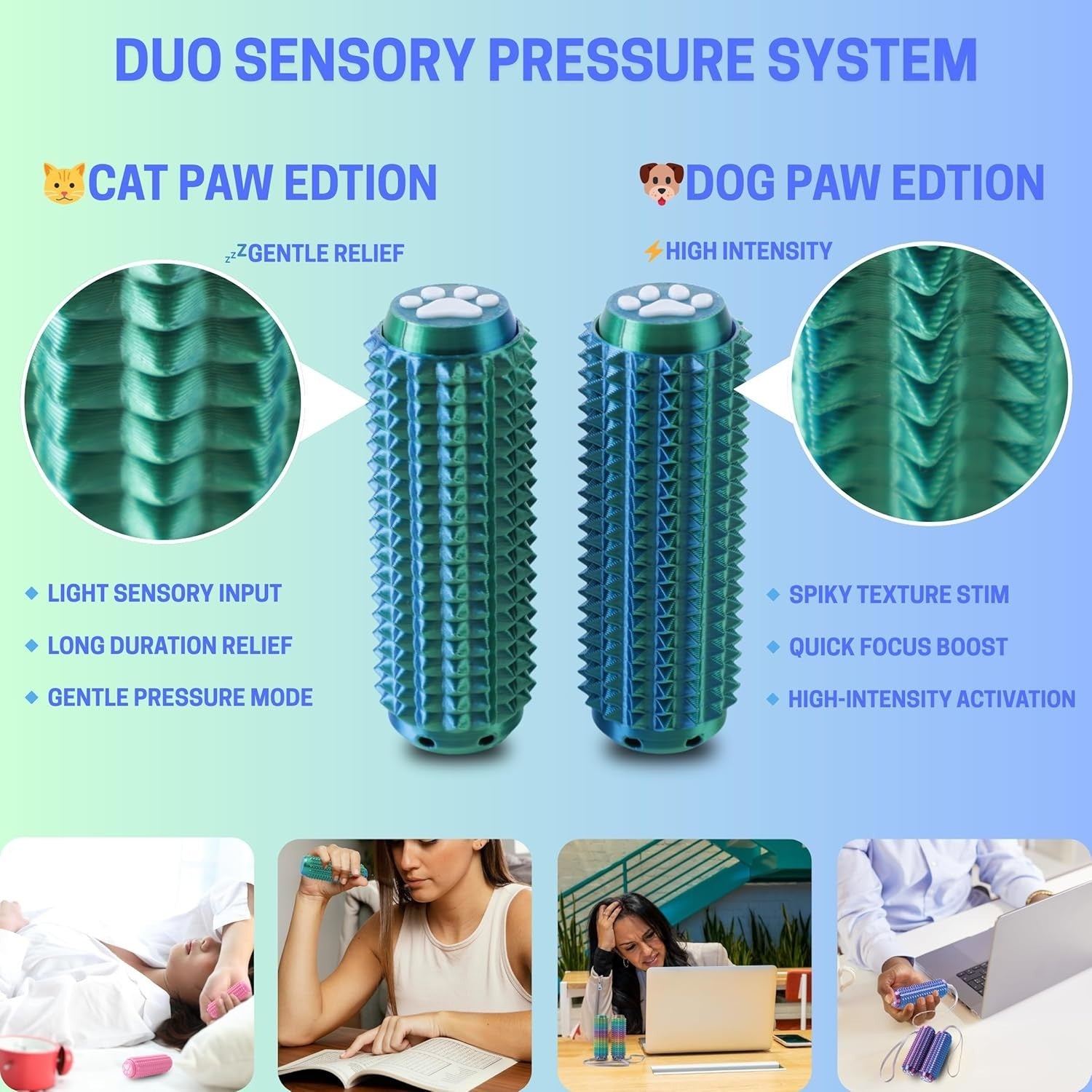 Pain Stim Clicker Fidget Dual Intensity Cat Dog Paw Anxiety Toy