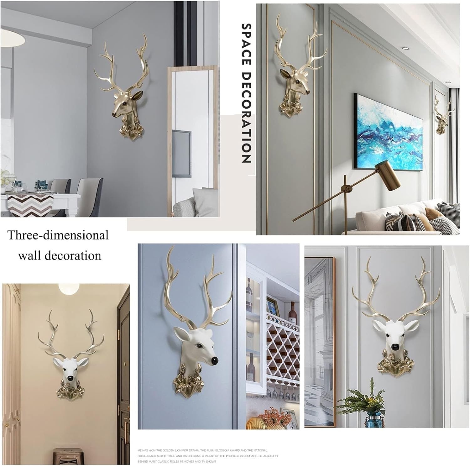 Faux Deer Head Wall Decor 48x36cm Resin Stag