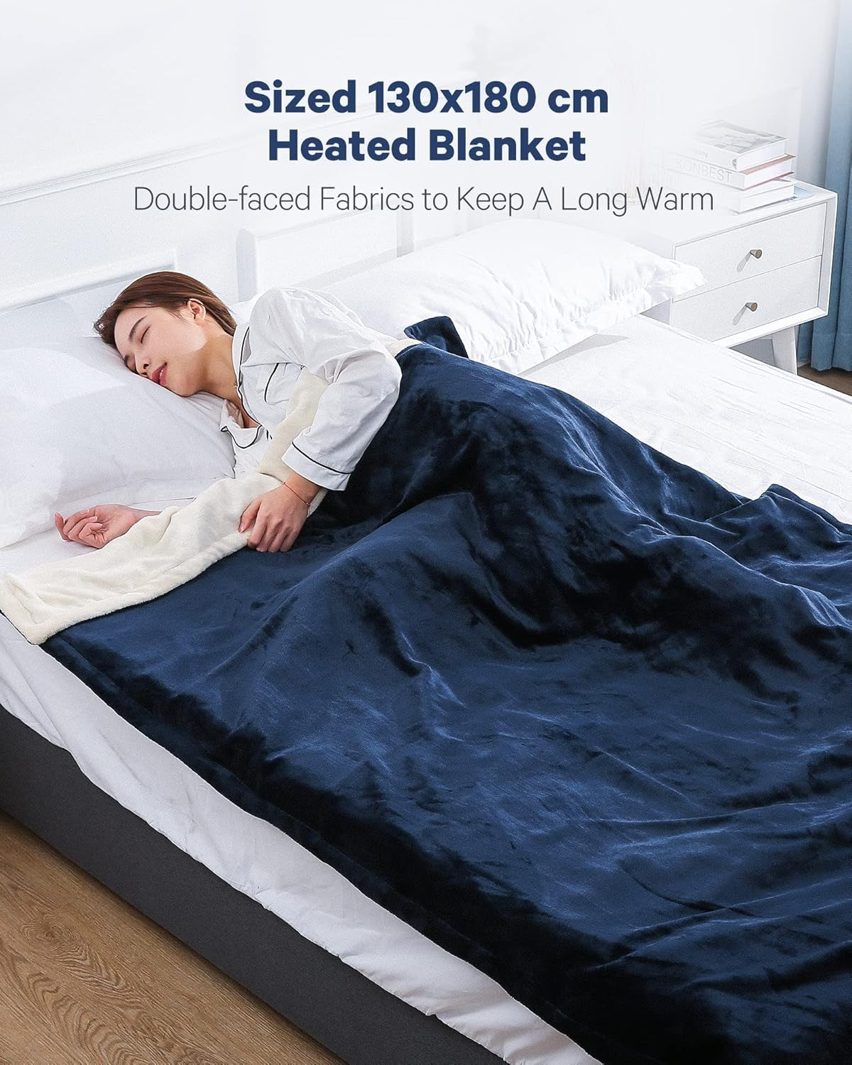 Extra Large Electric Heated Blanket 180x130cm 4 Heat Settings Timer Washable