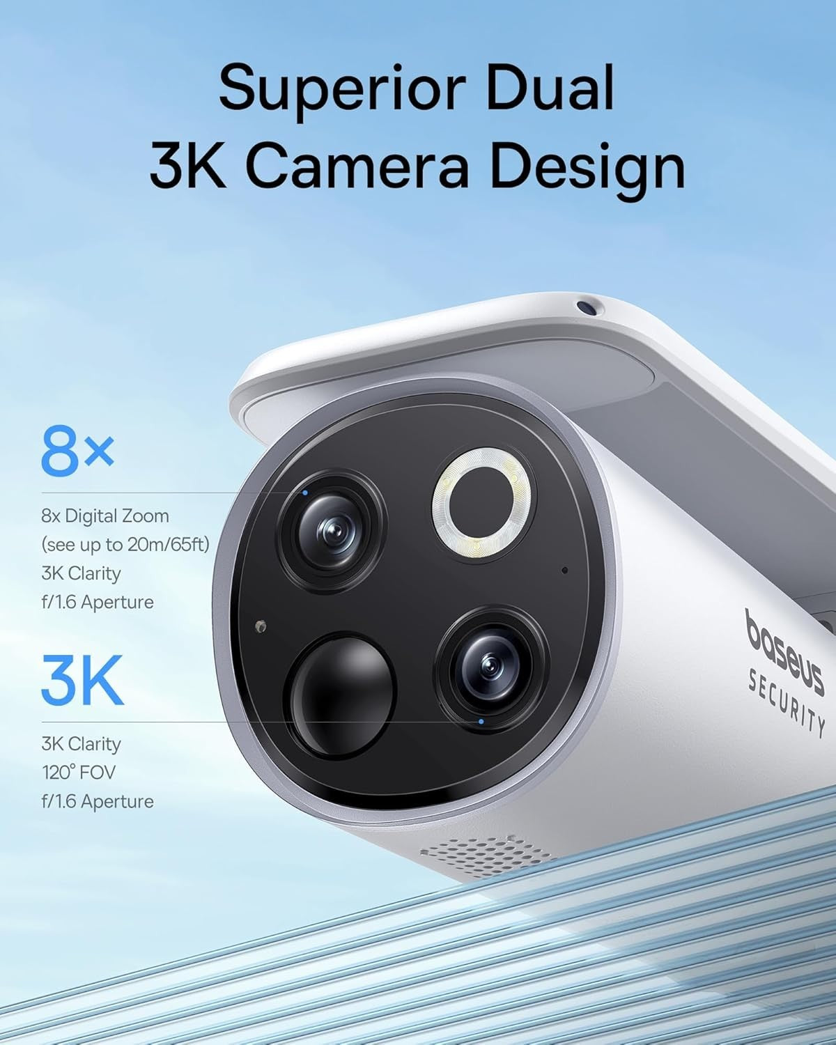 2 Pack 3K Solar Security Camera Wireless Outdoor Dual Lens CCTV