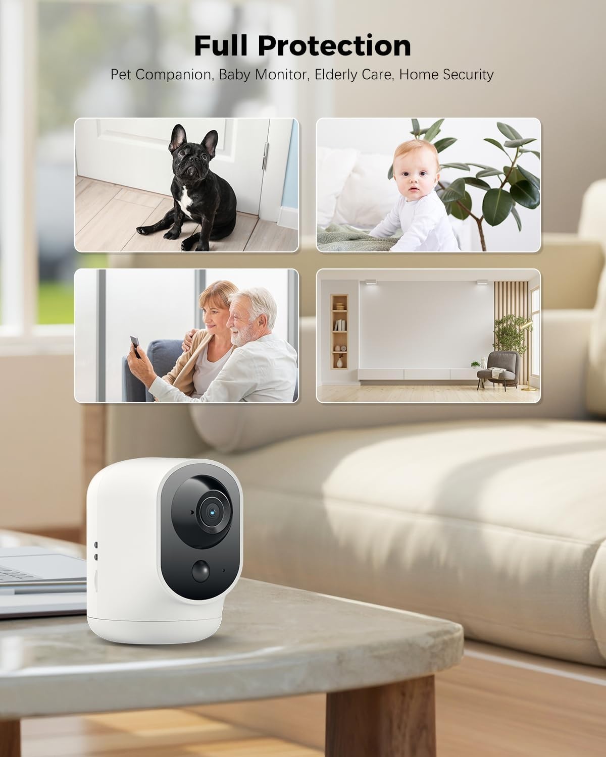 2K Indoor Security Camera Wireless PTZ Battery Baby Pet Monitor WiFi