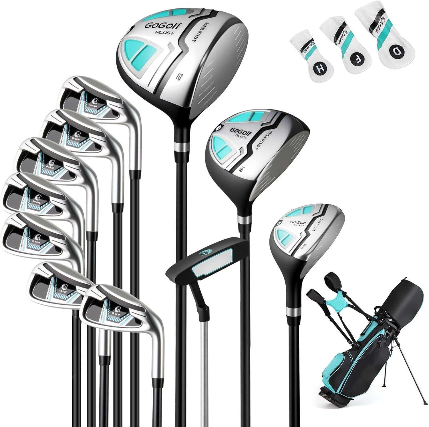 Right Hand Golf Club Set 12pc 460cc Driver Fairway Hybrid Irons Stand Bag