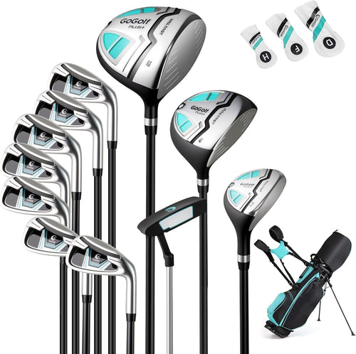 Right Hand Golf Club Set 12pc 460cc Driver Fairway Hybrid Irons Stand Bag