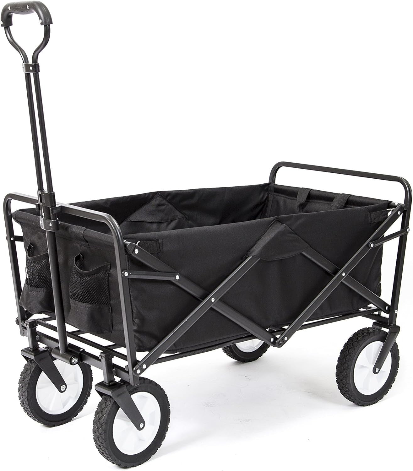 Folding Wagon Cart 150lb Load Heavy Duty Large Capacity Compact Utility Black