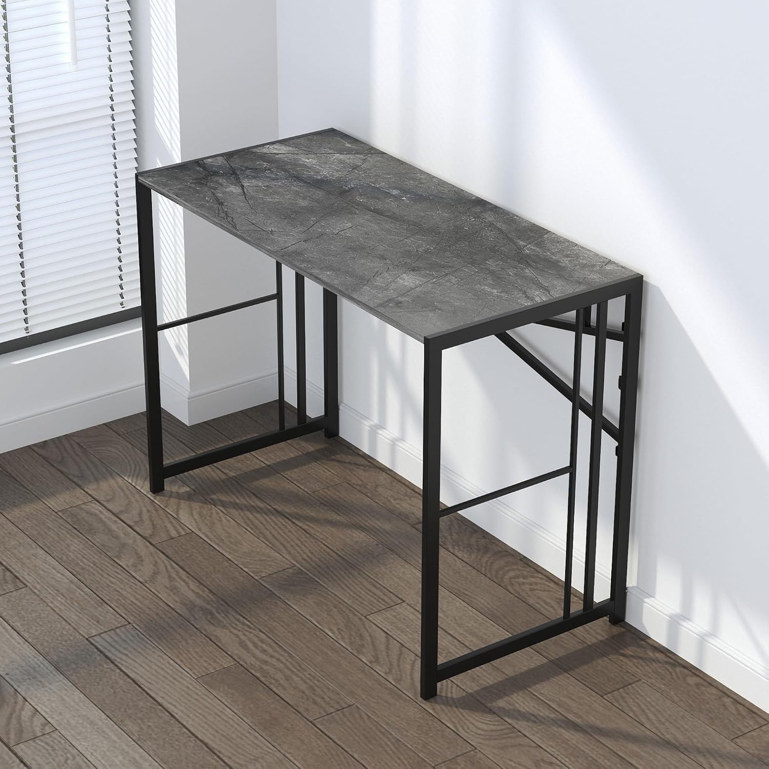 Folding Desk 103cm Grey No Assembly Home Office Computer Table