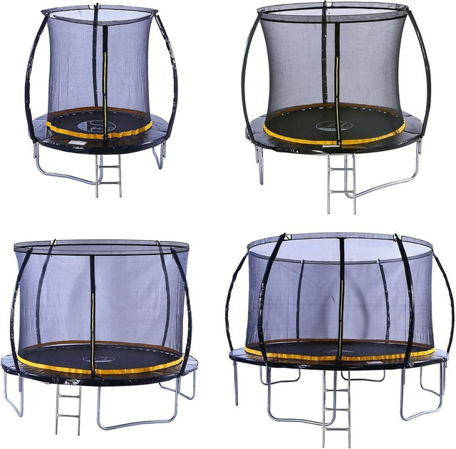 8FT Kids Garden Trampoline w Safety Enclosure Ladder Anchor Kit