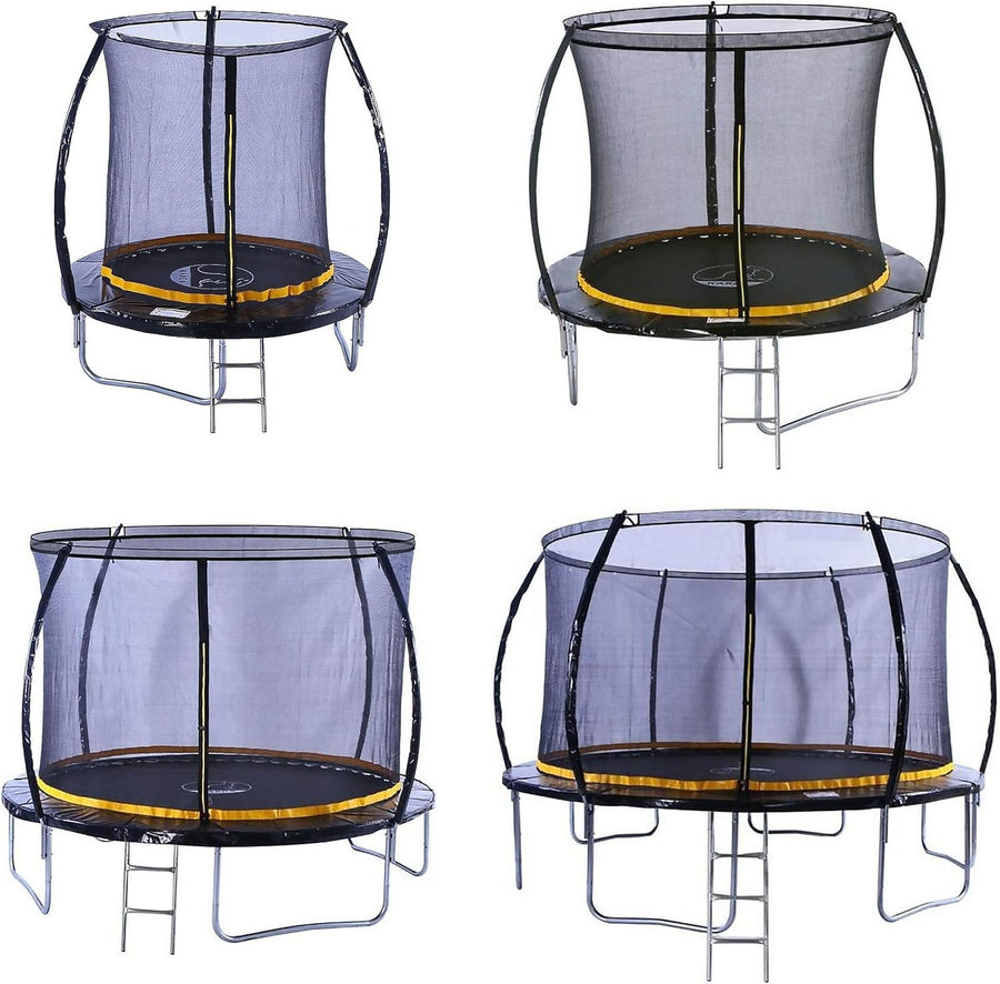 8FT Kids Garden Trampoline w Safety Enclosure Ladder Anchor Kit