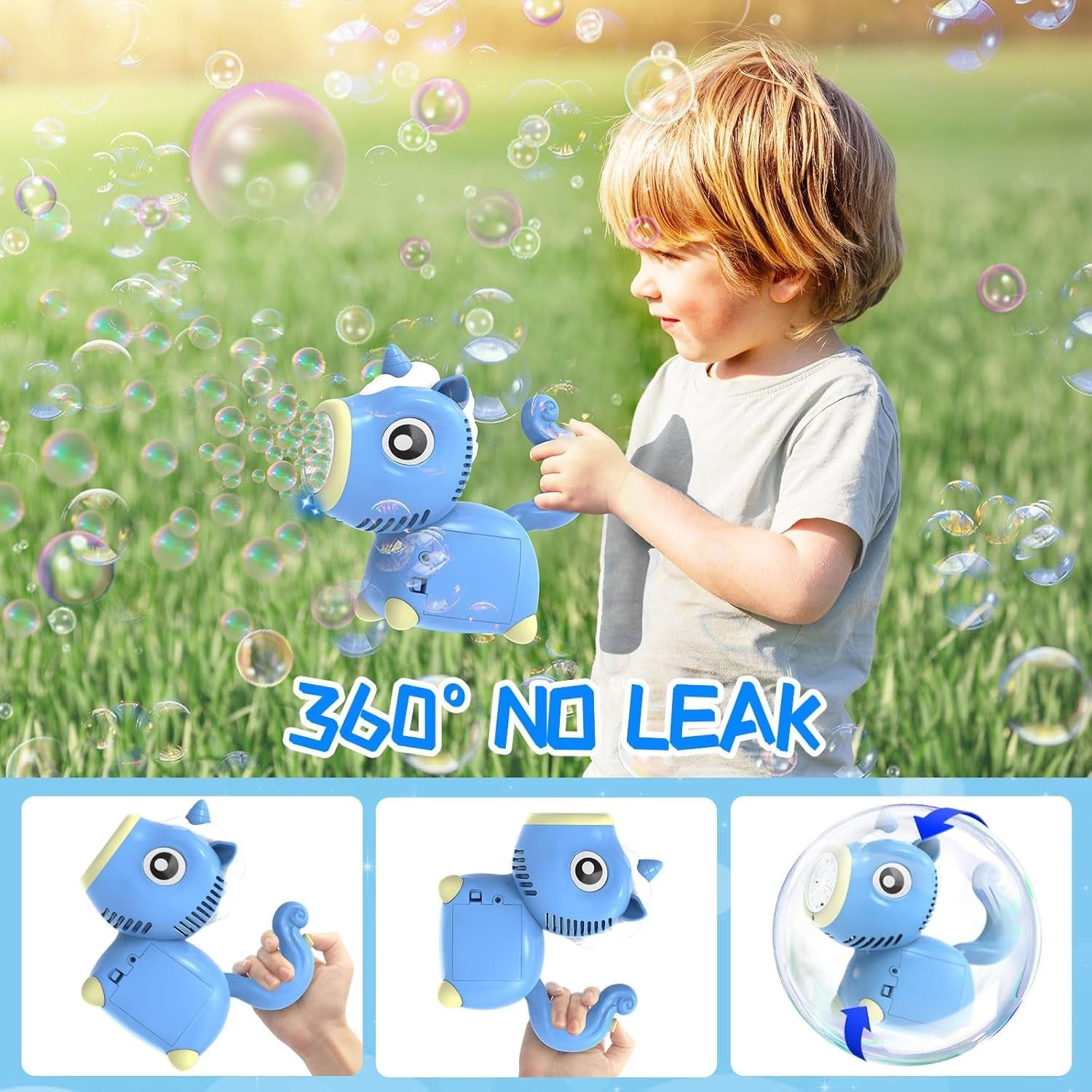 Unicorn Bubble Machine with Lights 10000 Bubbles Blue