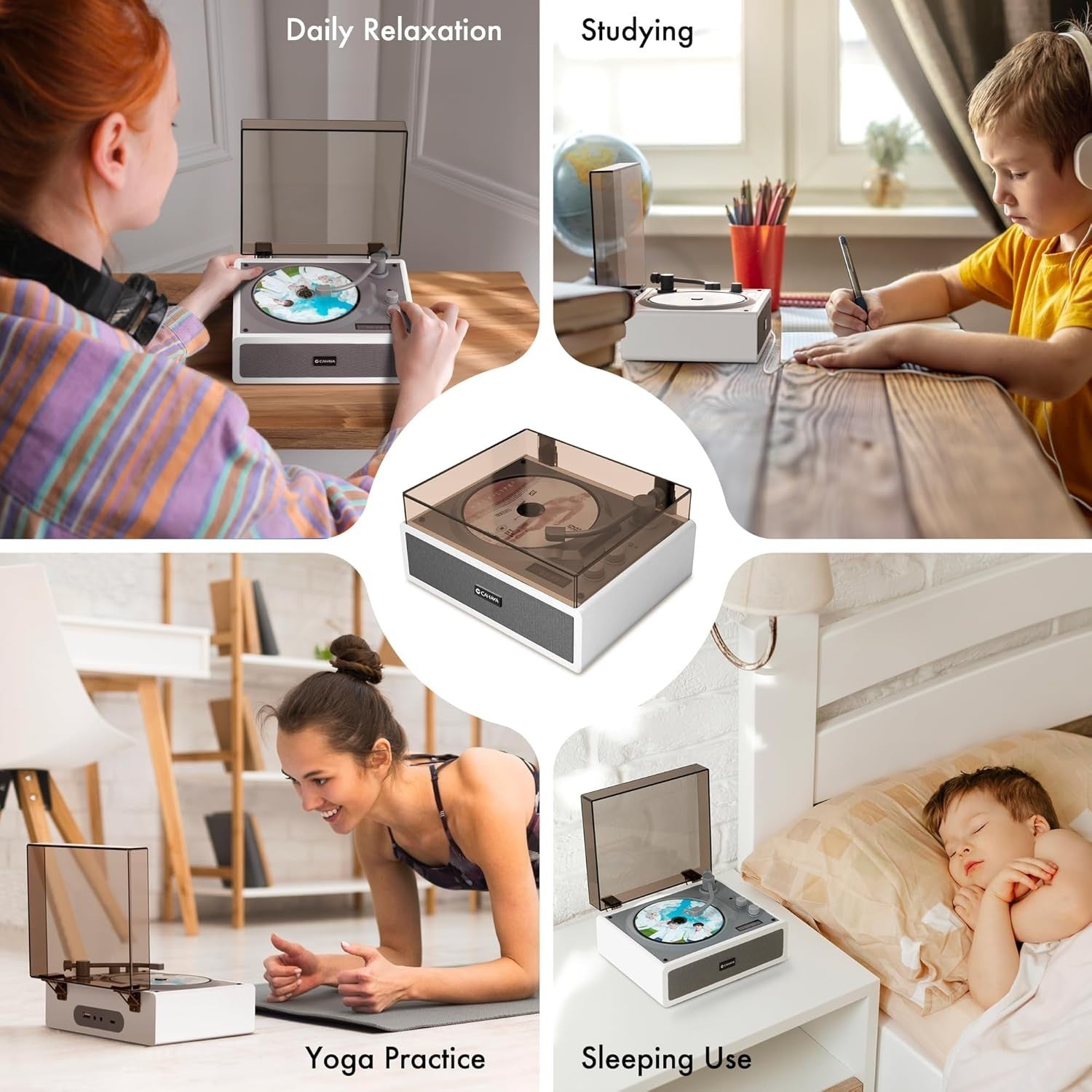 Portable CD Player Dual HiFi Speakers Remote Rechargeable USB