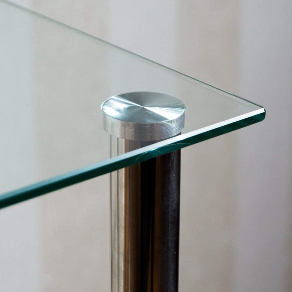 4-Tier Glass Shelving Unit Modern Stainless Steel Display Rack Clear 95cm