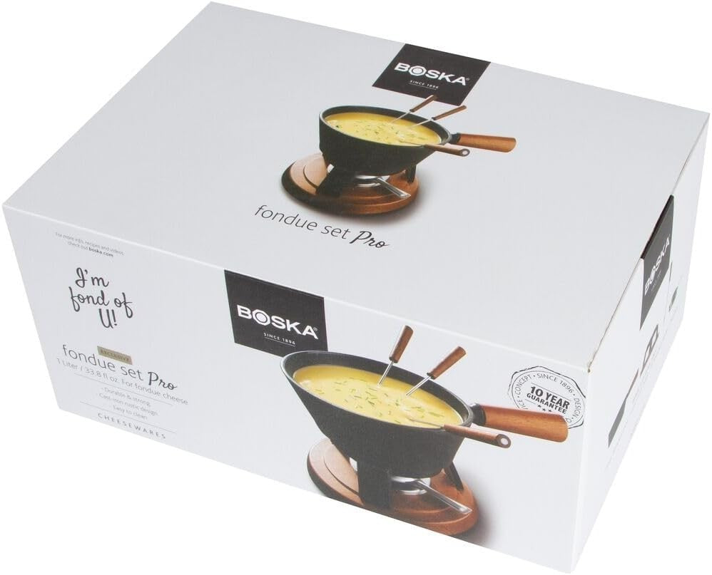 Cast Iron Cheese Fondue Set 1.2L Pot 4 Forks Tea Light Burner