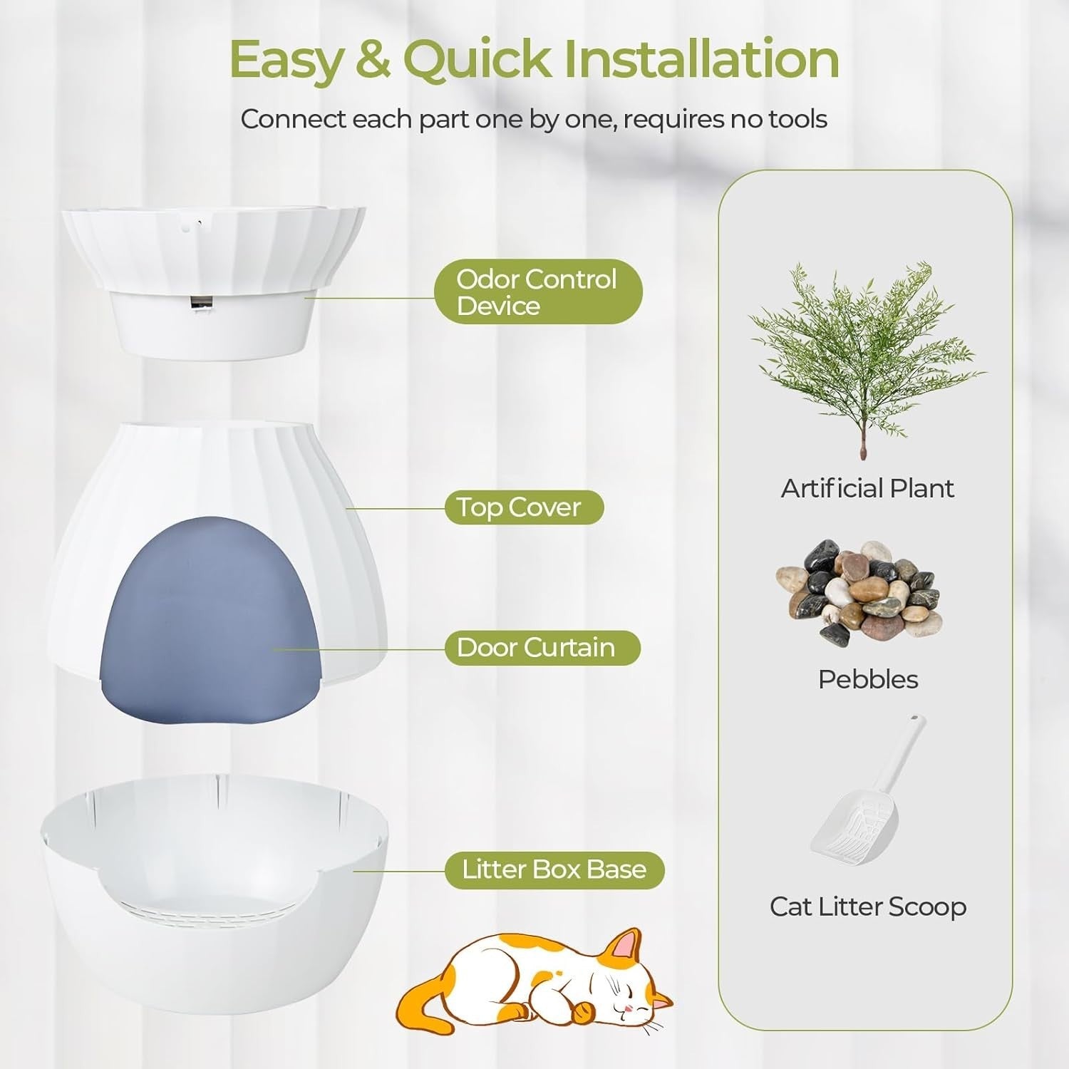 Hidden Cat Litter Box Furniture Plant Enclosure Odor Control XXL