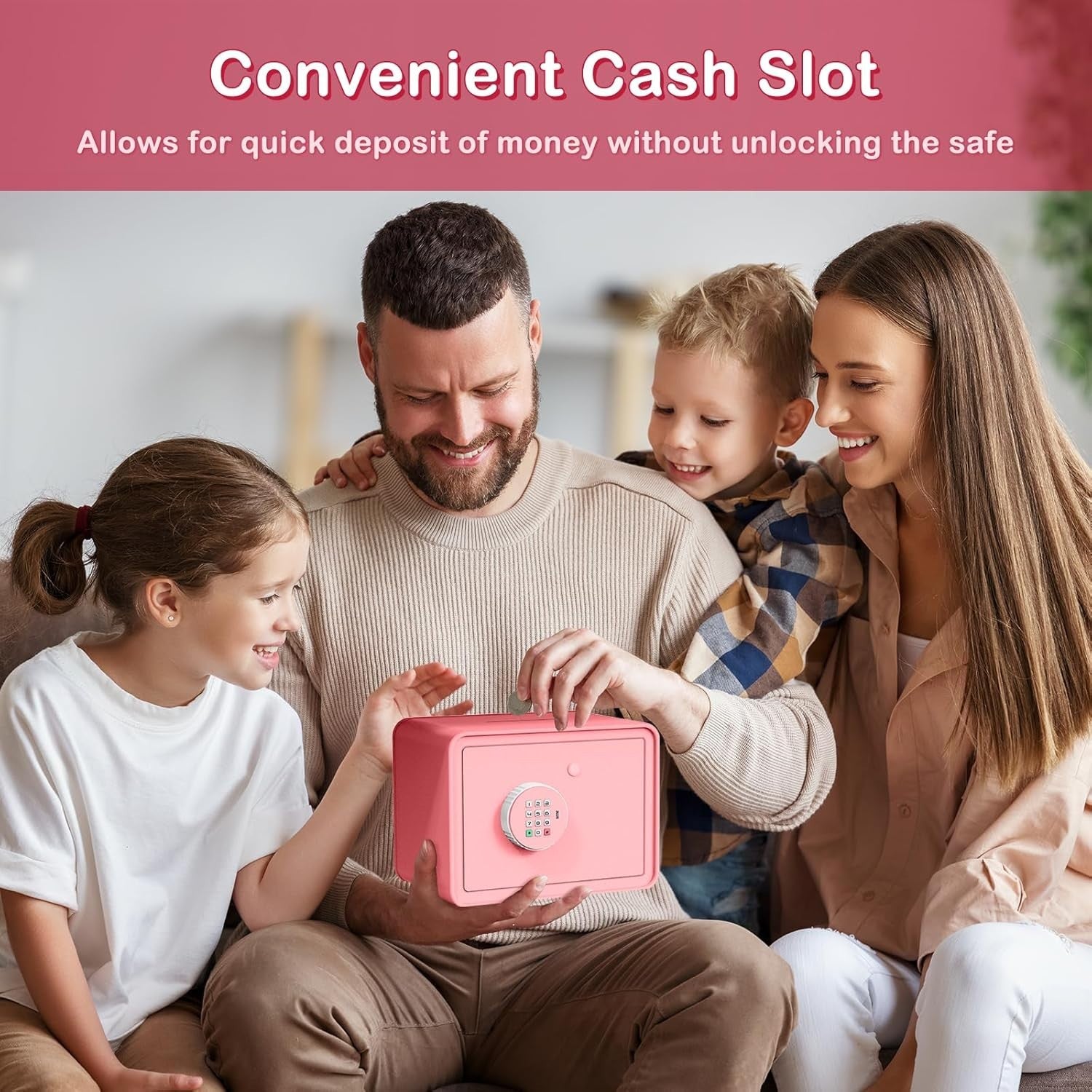 Kids Mini Safe Box Electronic Money Bank Keypad Lock Piggy Bank Pink