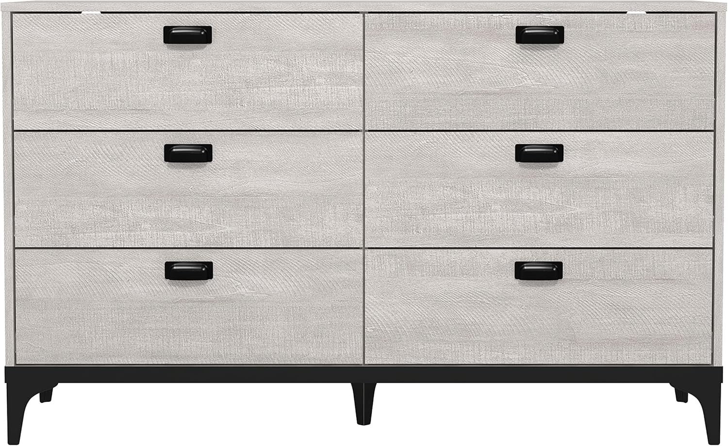 Modern 6 Drawer Chest Grey Oak Storage Cabinet Bedroom Organizer