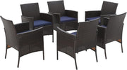 Rattan Garden Armchairs Set of 6 Cushioned Outdoor Patio Conversation Seats
