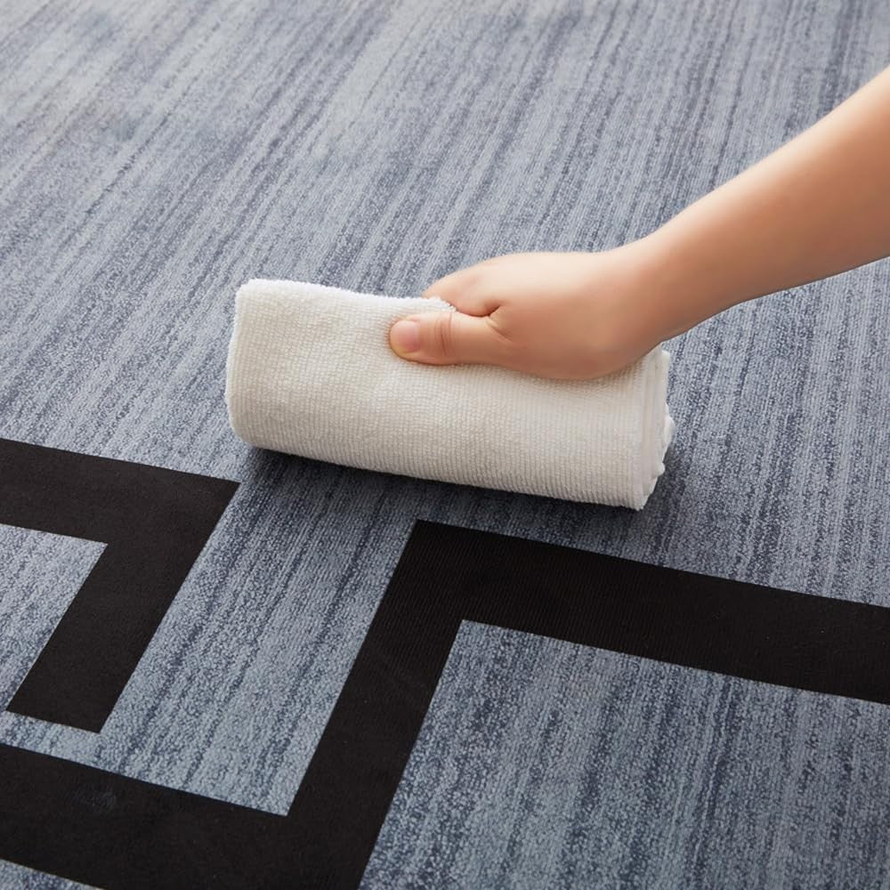Large Greek Key Rug 200x290cm Soft Grey Modern Non-Slip Area Carpet Living Room