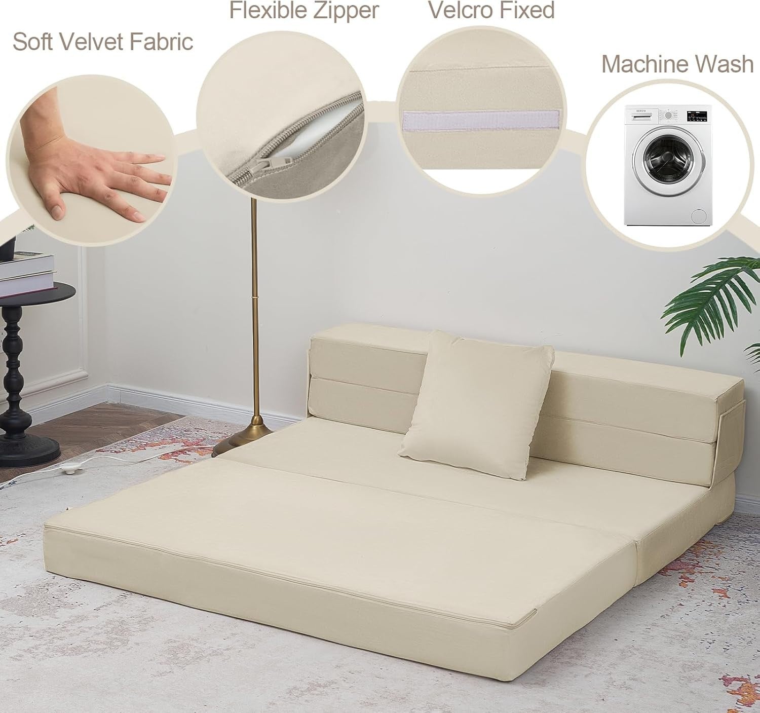 Double Fold Out Sofa Bed Chair Futon Guest Mattress Z Bed 13cm Thick