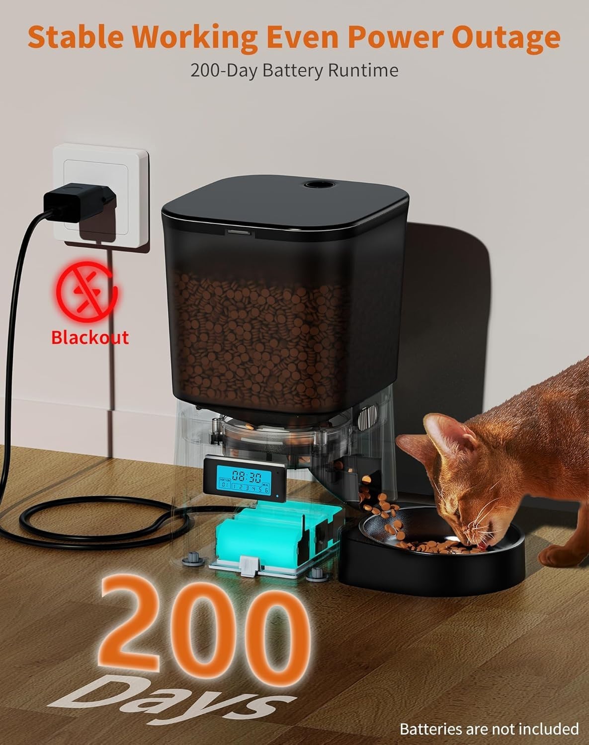 Automatic Cat Feeder 3.5L Timer Food Dispenser Slow Feeder Bowl Dual Power
