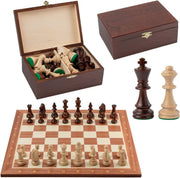Professional Wooden Chess Set 48cm • Staunton Pieces • Inlaid Board & Storage Bo