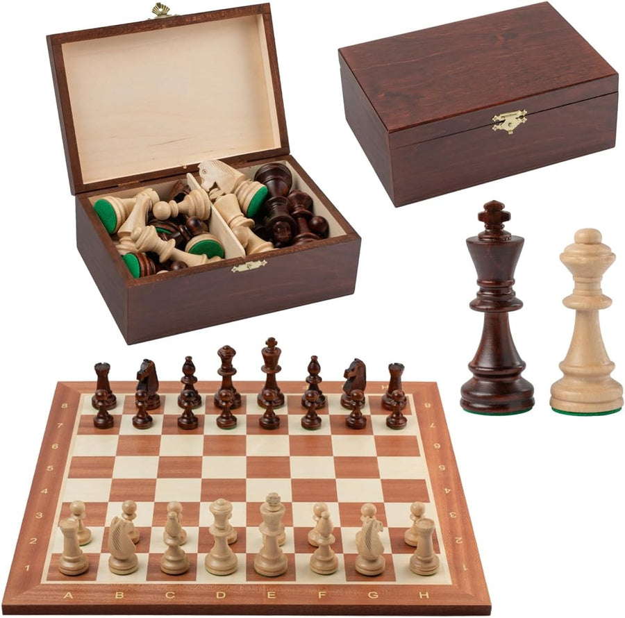 Professional Wooden Chess Set 48cm • Staunton Pieces • Inlaid Board & Storage Bo