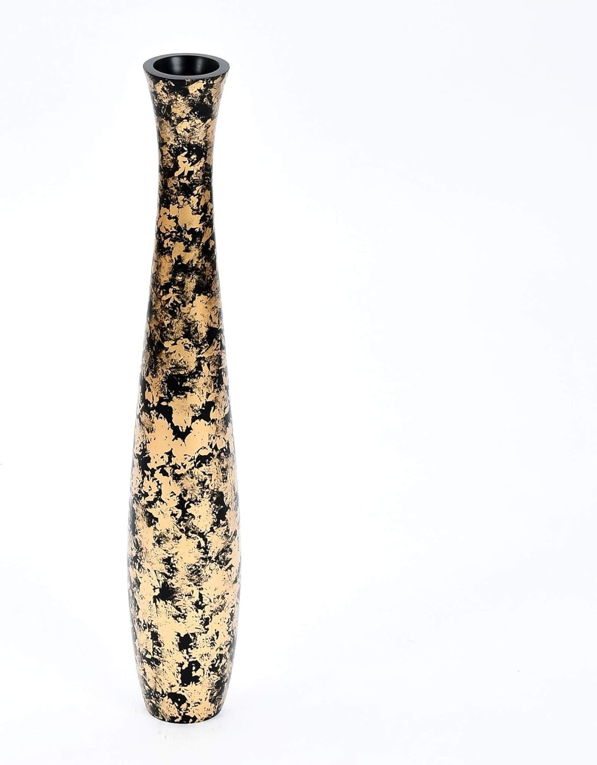 Gold Black Floor Vase 65cm Tall Wooden Decor for Pampas Grass
