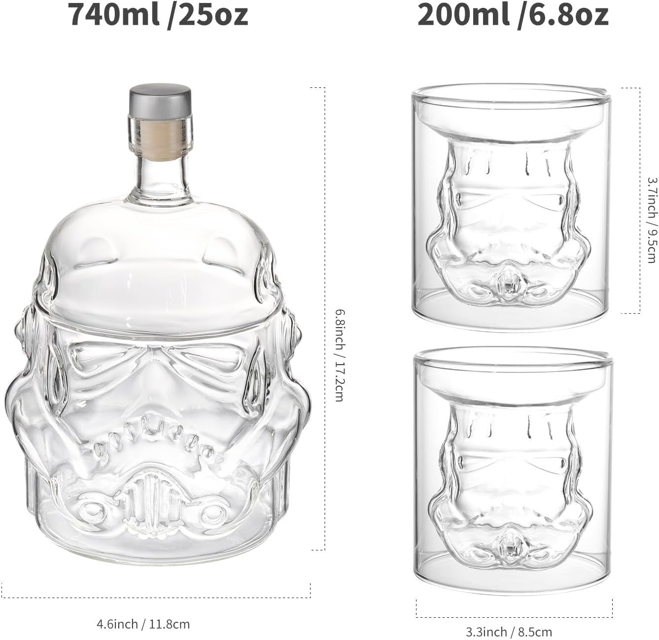 3D Skull Whiskey Decanter Set 750ml with 2 Glasses & Keychain | Men's Gift
