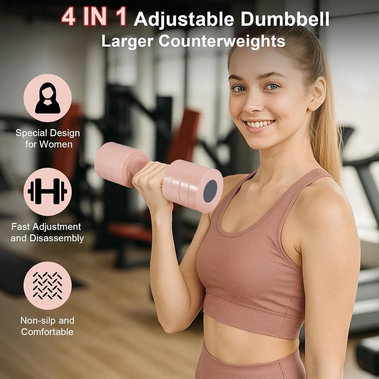 Adjustable Dumbbell Set Women 4-in-1 Hand Weights 1–2.5kg Home Gym